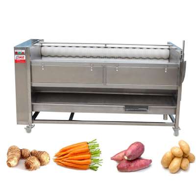 Automated Brush Washing Potato Peeling Machine Roots Vegetable Brush Washing And Peeling Machine Price